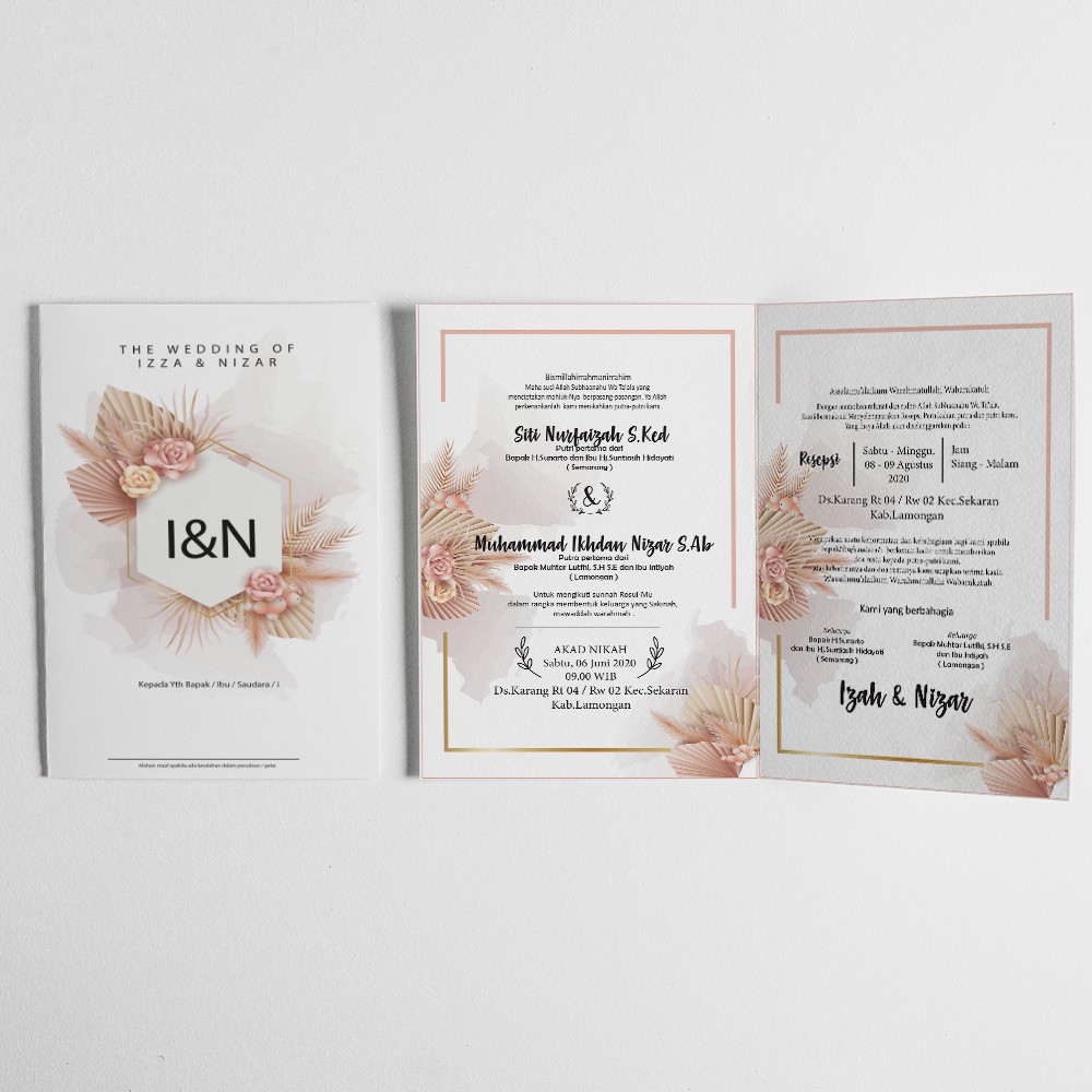 Undangan Rustic Coklat Daun Kering FREE Tali Rami dan Kartu Souvenir