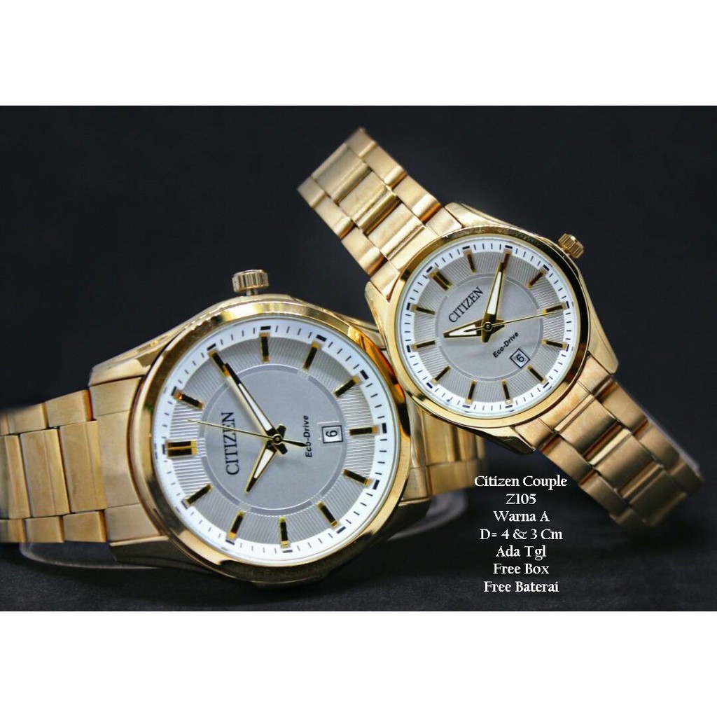 Jam Tangan Pasangan / Couple Murah Citizen Fashion Gold Color + Box