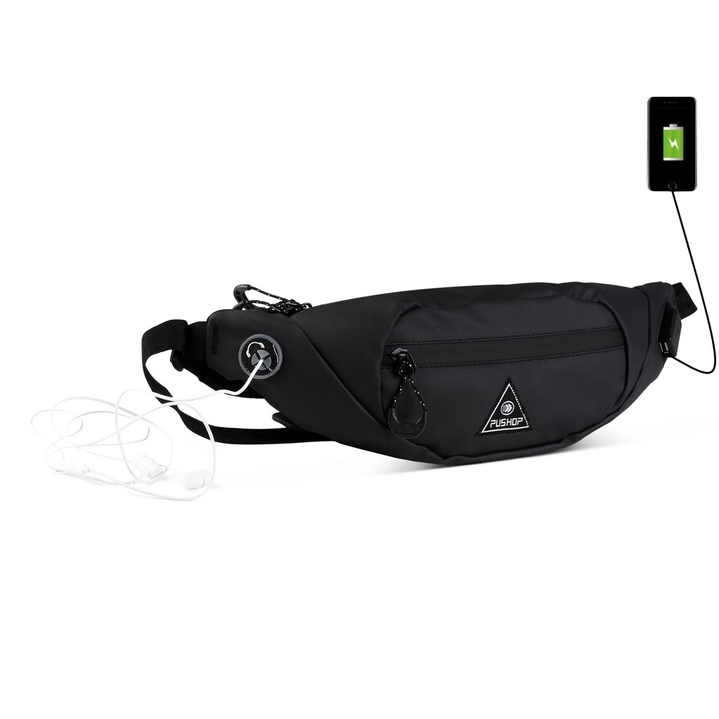 Waistbag USB Waterproof Pushop Black Phantom