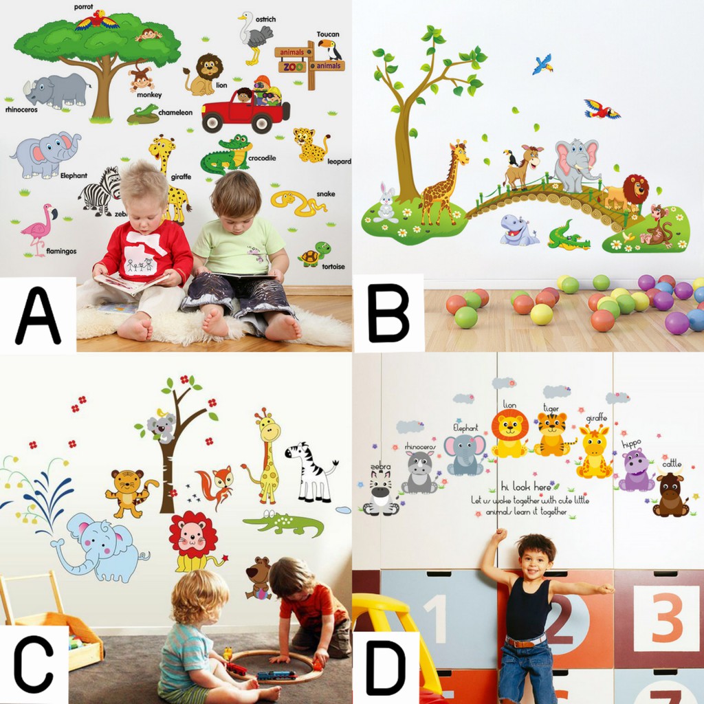 Reliza Wall Sticker Animal Hewan Anak Study Stiker Dinding Wallsticker LDR23