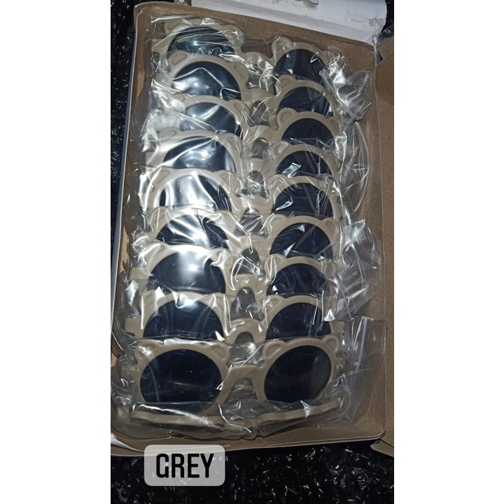 TERBARU Kacamata anak fashion telinga bear kacamata beruang hitam kids sunglasses-GREY  beruang