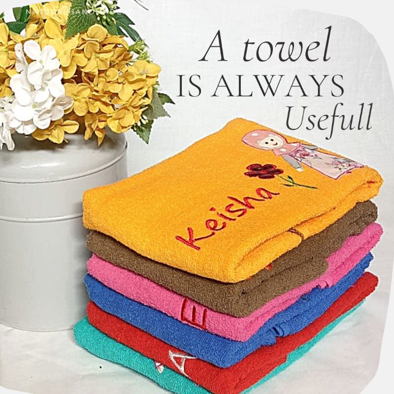 SOUVENIR ULTAH/SOUVENIR KENAIKAN KELAS WISUDA-HANDUK APLIKASI BORDIR CUSTOM