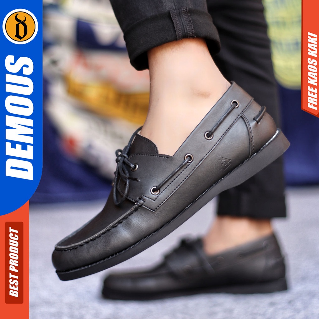 Sepatu Formal Pria Sepatu Casual Pria Kulit Pu Tali Sepatu Pantofel Kerja Kantor Kuliah Kondangan Sepatu Hitam Pria DEMOUS VALIANZ