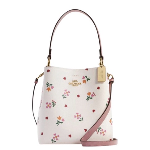 Coach Small Town Bucket Bag With Heart Petal Print (C7976)