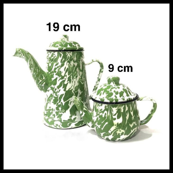 TEKO ENAMEL JADUL KHAS JOGJA/CERET BLIRIK HIJAU 9CM