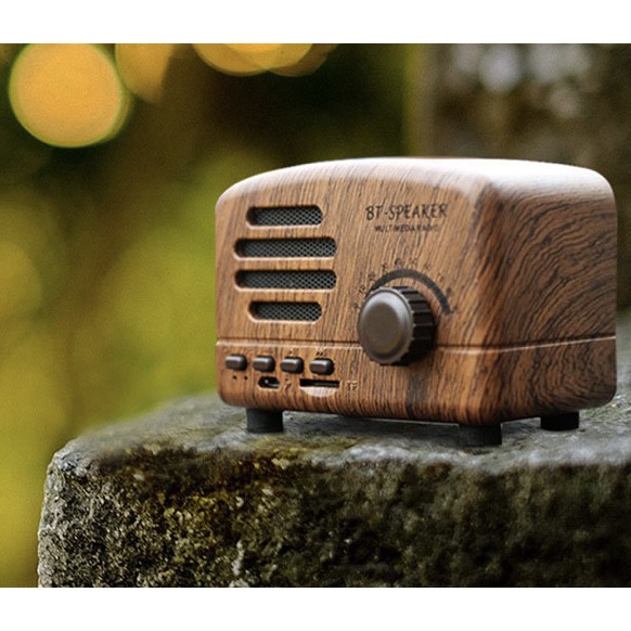 Speaker Retro Vintage, bluetooth Wireless Portable Mini, BT-01, Super Bass HiFi Stereo Unique, Wood