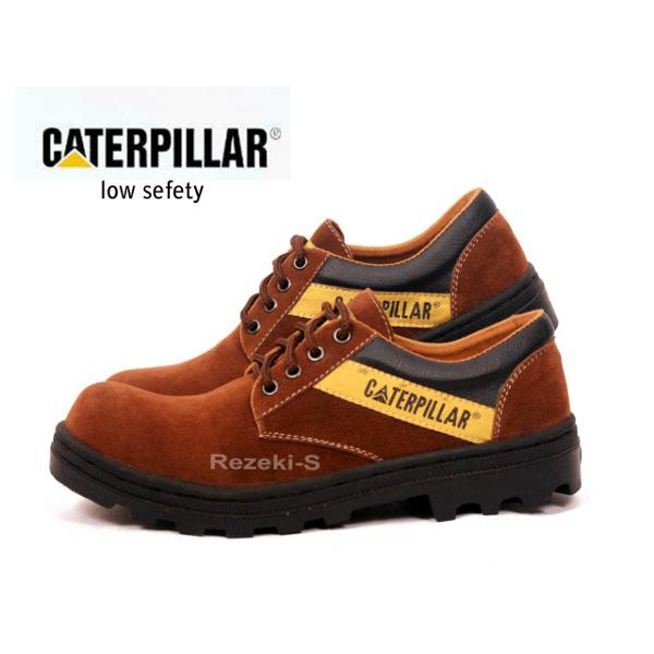 Sepatu Caterpillar Low suede safety sol hitam keren kuat standar internasional