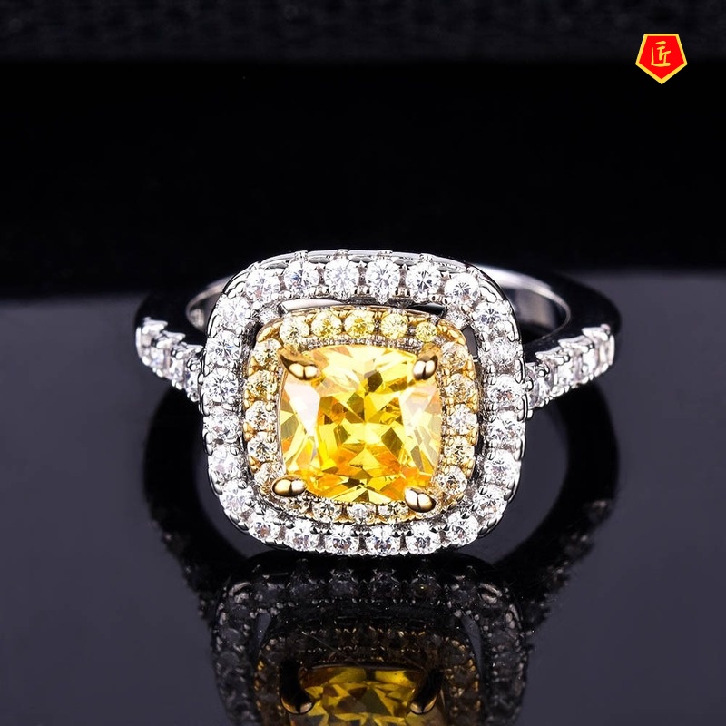 [Ready Stock]Luxury Fashion Yellow Diamond Ring