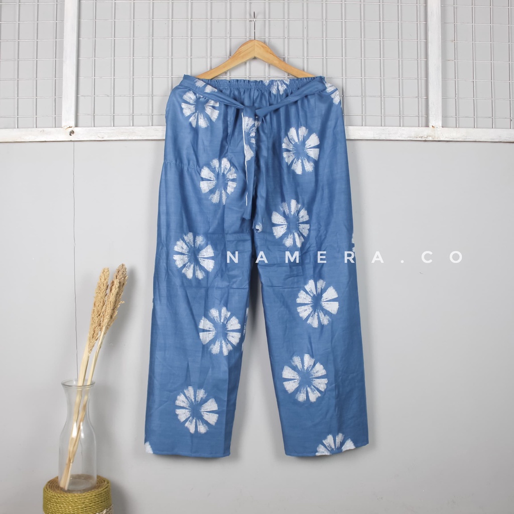 Celana Tidur Panjang Kulot Wanita Motif Tie Dye Shibori Bahan Katun Rayon