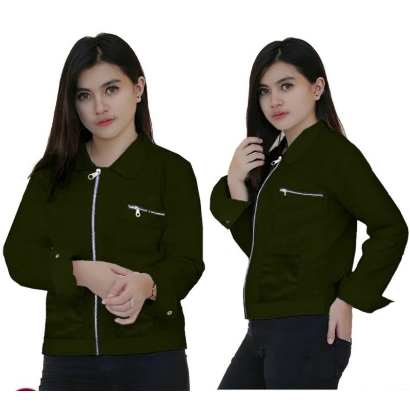 Jaket polan Zipper-jaket wanita masakini gaya korean.variasi Zipper nyaman dipakai