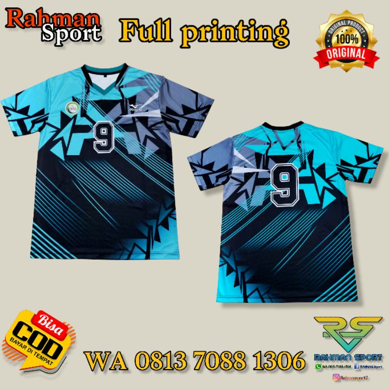 Baju Voli Full Print / Atasan Printing / Baju olahraga pria