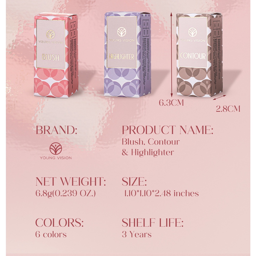 VISI MUDA 6 Warna Serbaguna Blush On Tongkat Kontur Tongkat Solid Blush On Cream Pearl Blush Matte Blush Kontur Pena