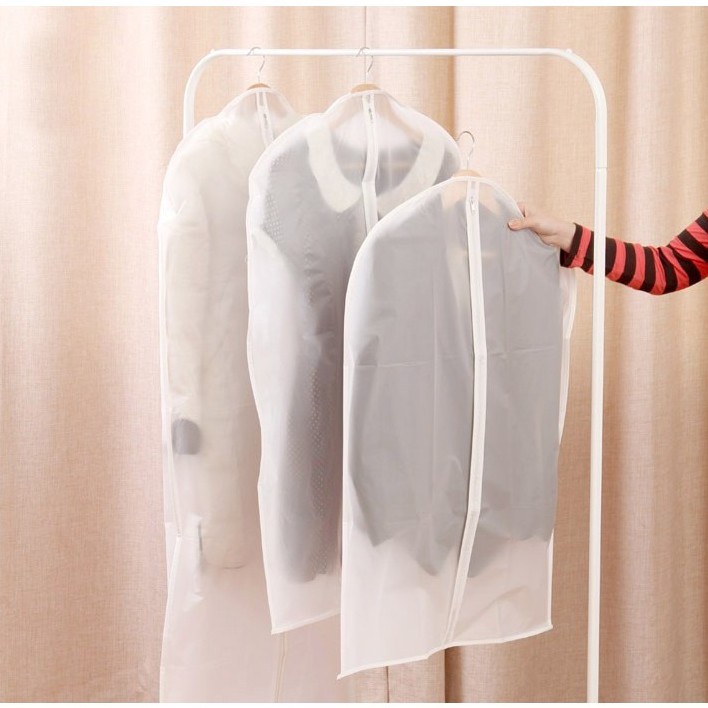 Cover Baju Gantung Bahan PEVA Semi Plastik Transparan ada Resleting Anti Air dan Debu Plastik Pelindung Baju Pakaian Plastik Baju Gamis Kaos Kemeja Jas Dress Gaun Dustproof Organizer