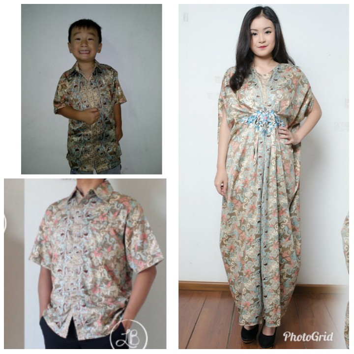 SB Collection Couple Family Dress Maxi Amita Kaftan Jumbo Dan Kemeja Anak Ayah Batik Pria