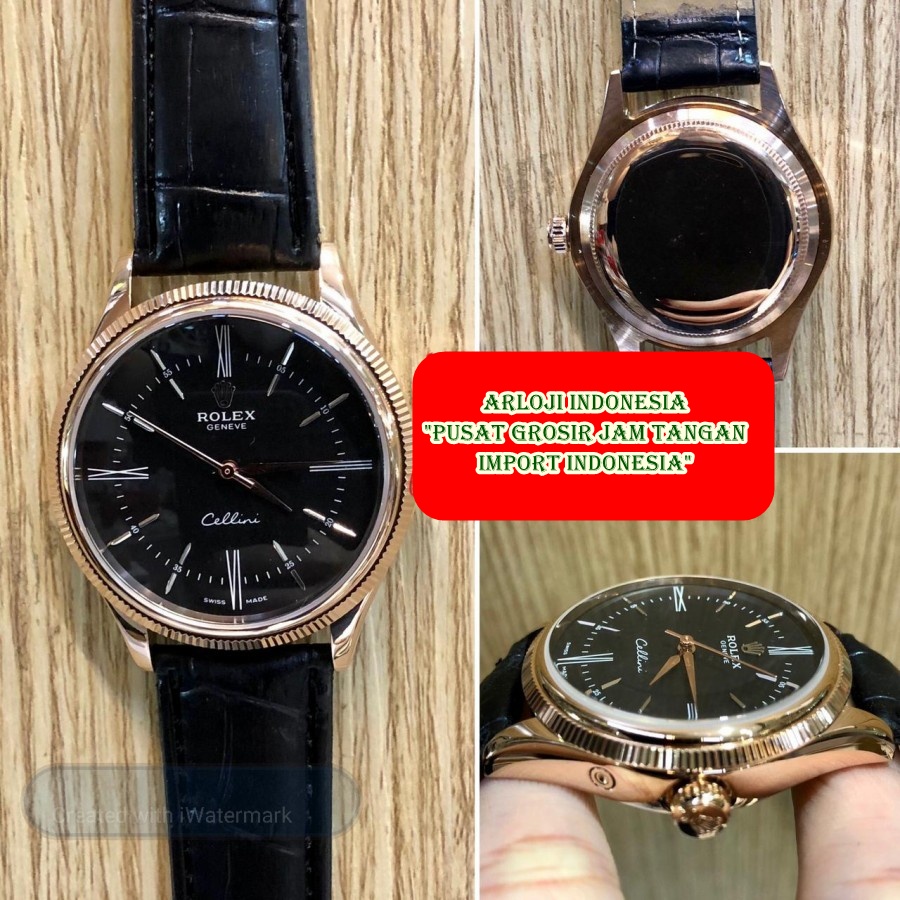 Flash Sale Jam Tangan Pria ROLEX Cellini Rosegold Brown Matic Garansi 1th
