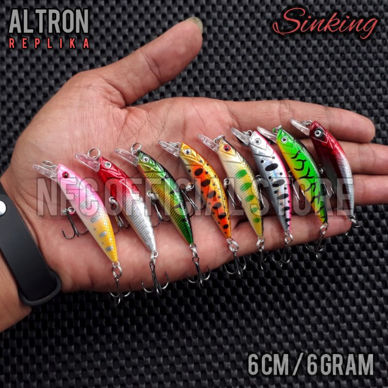 Lure minnow Sinking 6cm / 6gr Replika ALTRON Rekomendasi untuk Ultralight casting