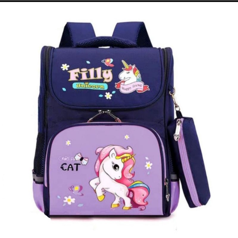 Tas ransel sekolah anak SD perempuan karakter ZAMZAM unicorn filicat trendy kekinian C