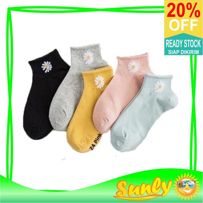 ☀ Sunly ☀ A056 Kaos Kaki Wanita Motif Bunga Kaoskaki Pendek Semata Kaki Fashion Korea Import
