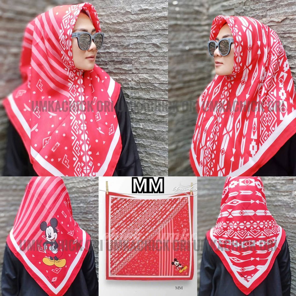 Hijab MM mickey mouse - Kerudung Voal segi empat motif -  printed Scraft Umkachick