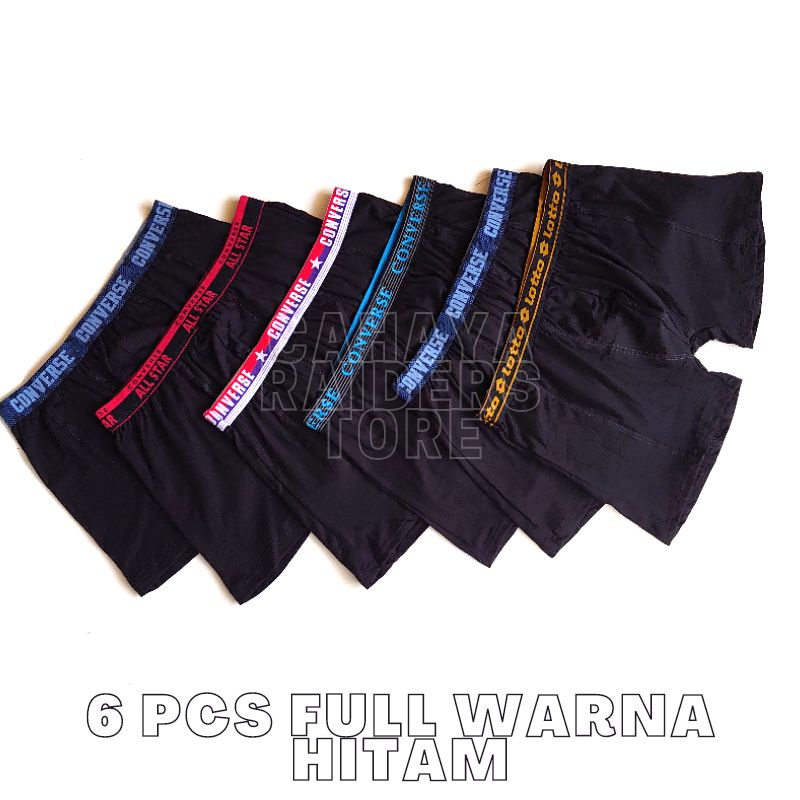 Craider - Celana Dalam Pria Boxer 6 pcs full Hitam katun