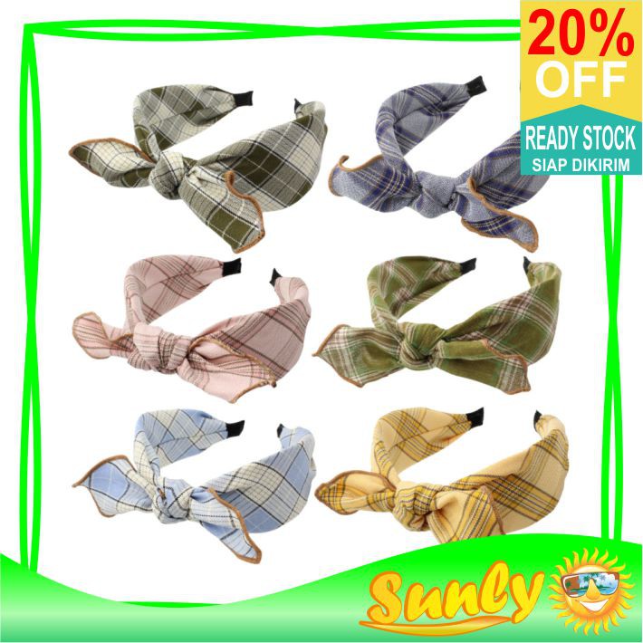 ☀ Sunly ☀ A090 Bando Pita Motif Pita Bandana Ikat Rambut Mandi Fashion Korea Import