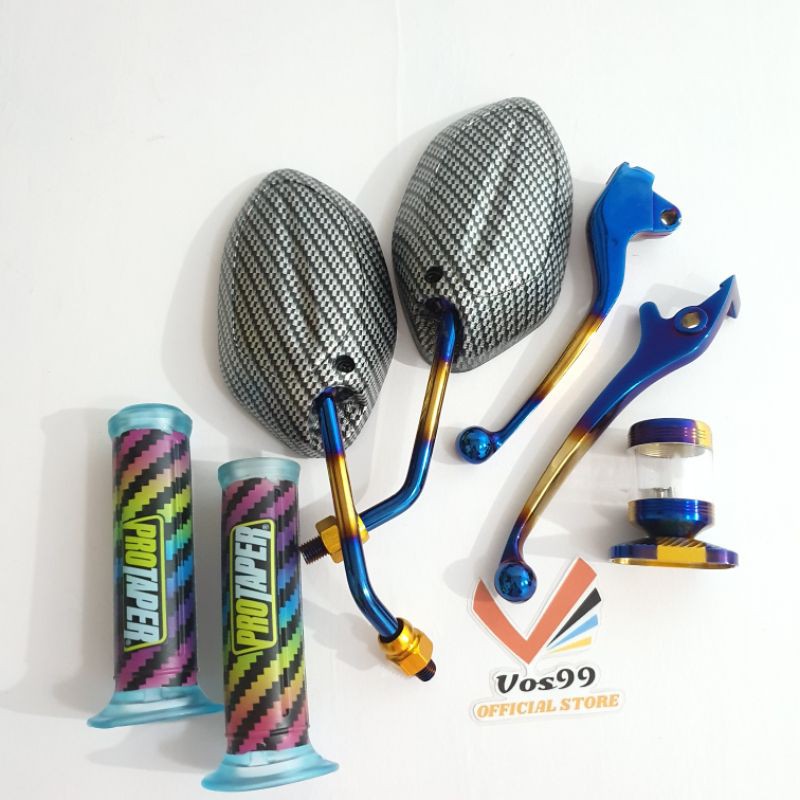 [PAKET] SPION BEAT TWOTONE + GRIP PELANGI KARBON + HANDLE BEAT + STEMPEL/ TUTUP MINYAK REM TWOTONE