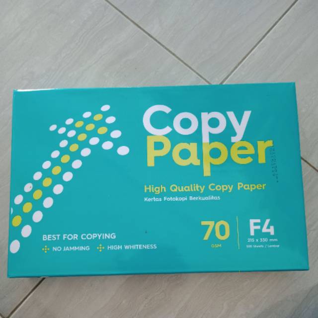 

Copy Paper (kertas fotocopy) F4 215×330 mm 500 shets/lembar