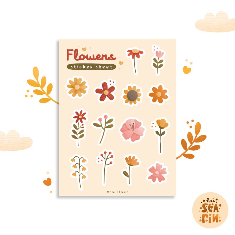 

STIKER FLOWERS SERIES | Stiker Aesthetic | Stiker Jurnal Bunga | Aesthetic Cute Flowers Sticker Journal