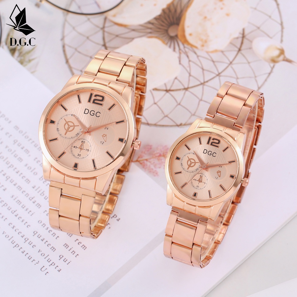 Tongtonges ✅COD Grosir Couple Pria Jam Tangan Wanita Fashion Analog Quartz Strap Rantai Watch Import C92