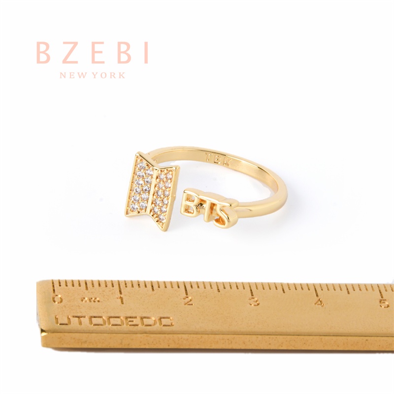 Bzebi Cincin Lapis Emas 18k Desain BTS Army Gaya Korea Dengan Kotak 900r Untuk Wanita