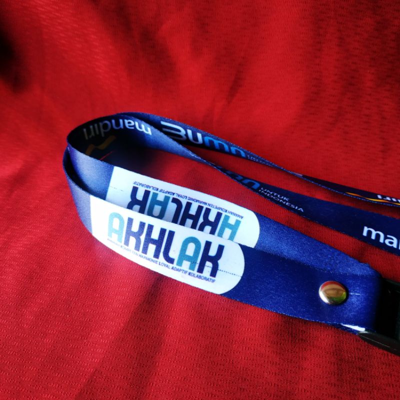 READY ✅ LANYARD BUMN MANDIRI AKHLAK PRINTING SATUAN MURAH TALI ID CARD IDCARD CUSTOM