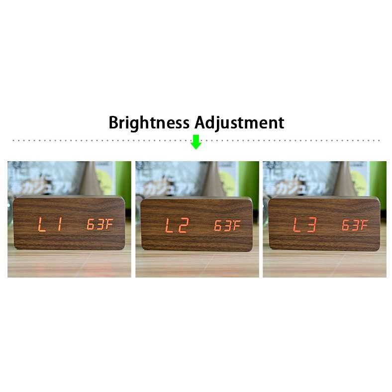 Jam Digital Meja Alarm LED Wood Dekorasi Kamar Tidur Ruang Tamu Minimalis Temperatur Model Kayu