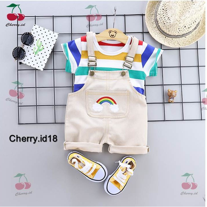 Promo 9.9 Cherry COD Setelan Overall Bayi / Set Jumpsuit Anak / Baju Kodok Anak Cowok JL01/BACA DULU