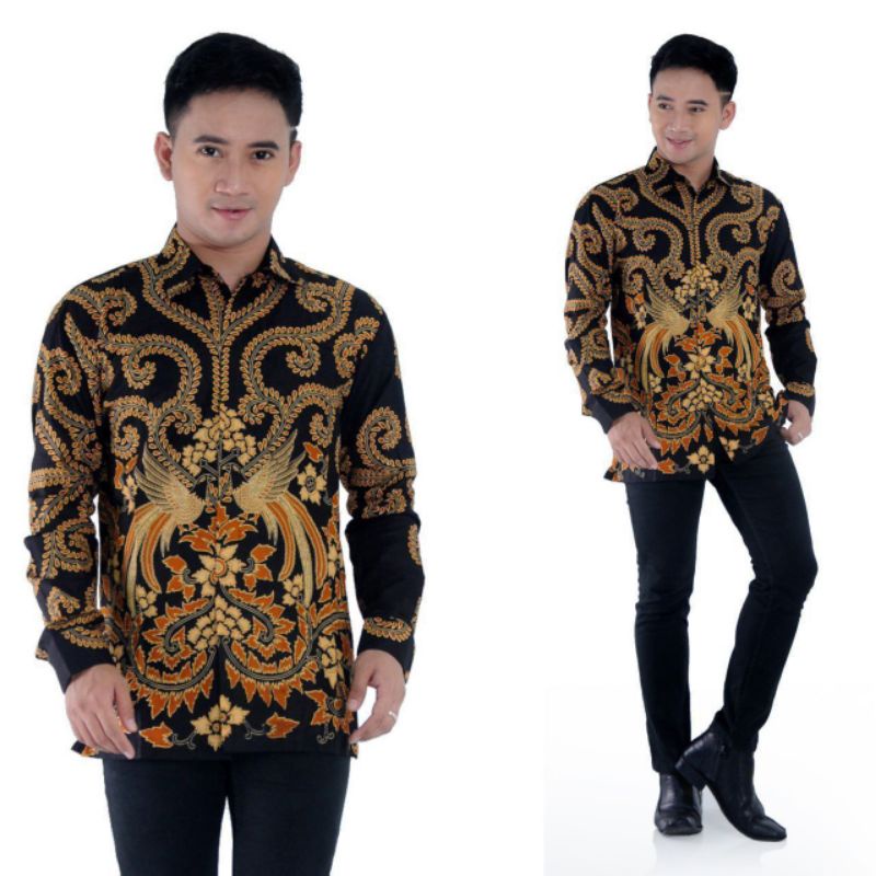 KEMEJA BATIK PRIA LENGAN PANJANG JUMBO M L XL XXL