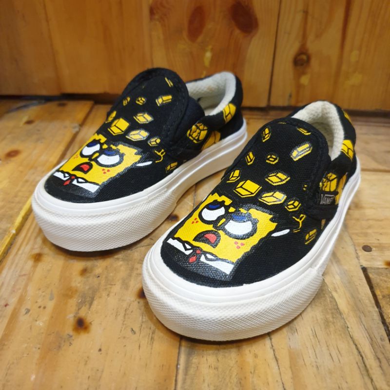 SEPATU ANAK VANS SLOP SPONGEBOB HITAM/CREAM LAKI PEREMPUAN MURAH