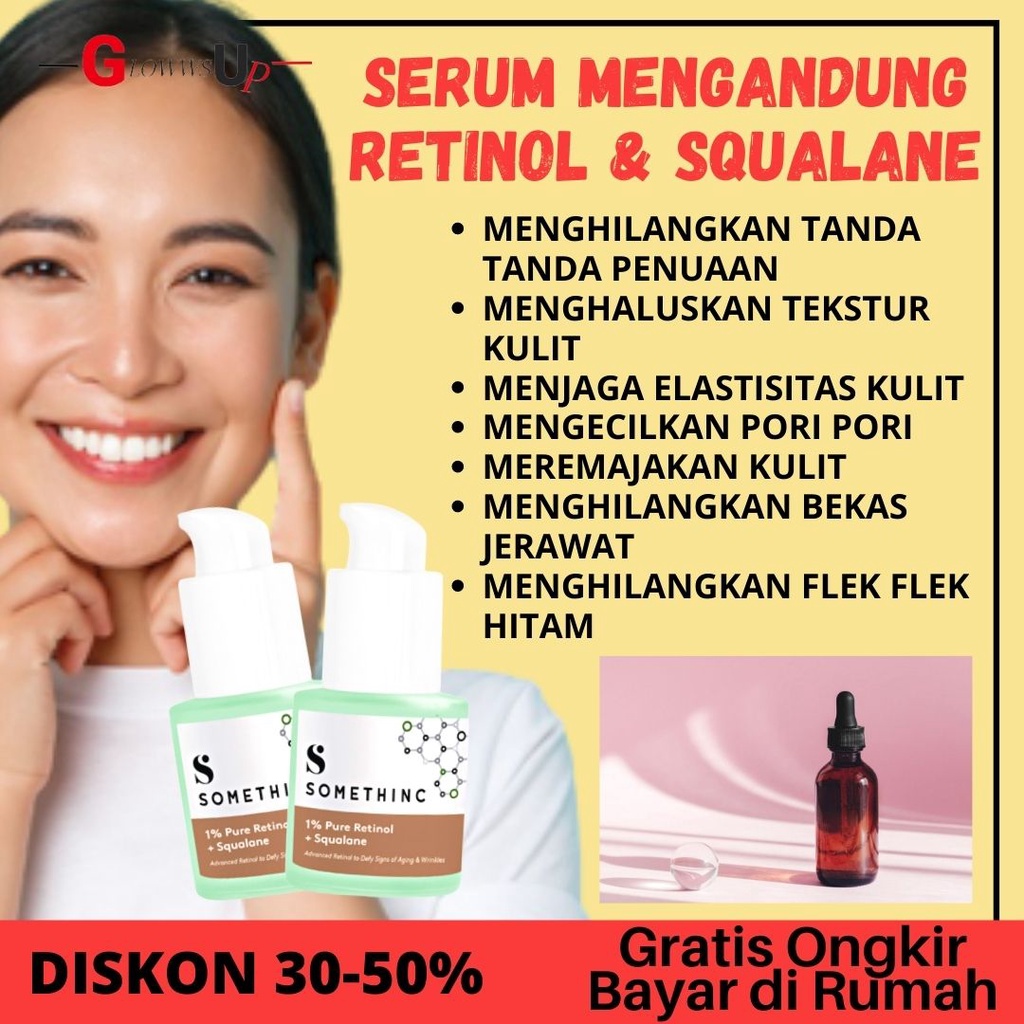 RETINOL SERUM SOMETHINC 1% PENGHILIANG KERUTAN WAJAH PURE RETINOL + SQUALANE PERAWATAN WAJAH