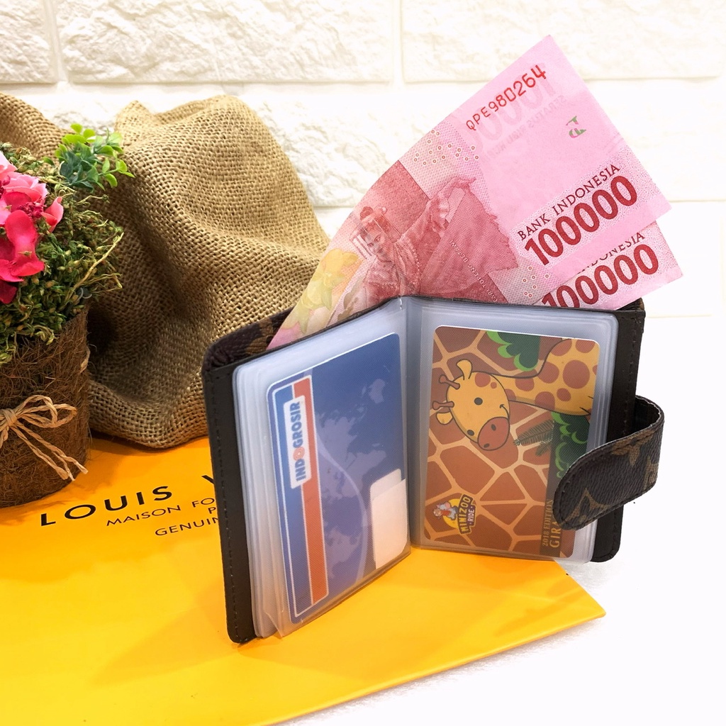 (GROSIRJAYA32) Dompet Kartu ELVI Pria wanita card kancing lipat Tempat kartu ELVI KW