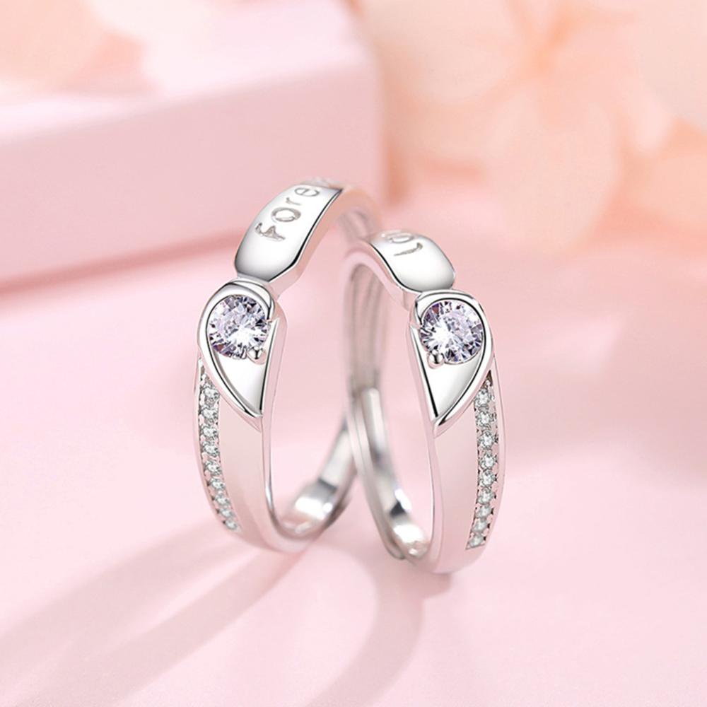 Timekey Cincin Pasangan / Pria / Wanita Desain Hati Simple Unik Untuk Hadiah Valentine A1K7