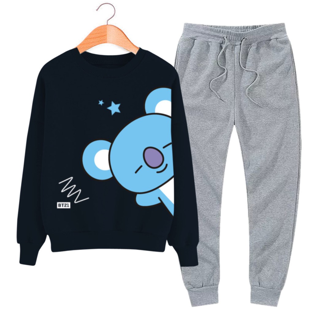 BESS - Baju Setelan Wanita Murah / Setelan Sweater + Jogger Abu - TOYA SAMPING
