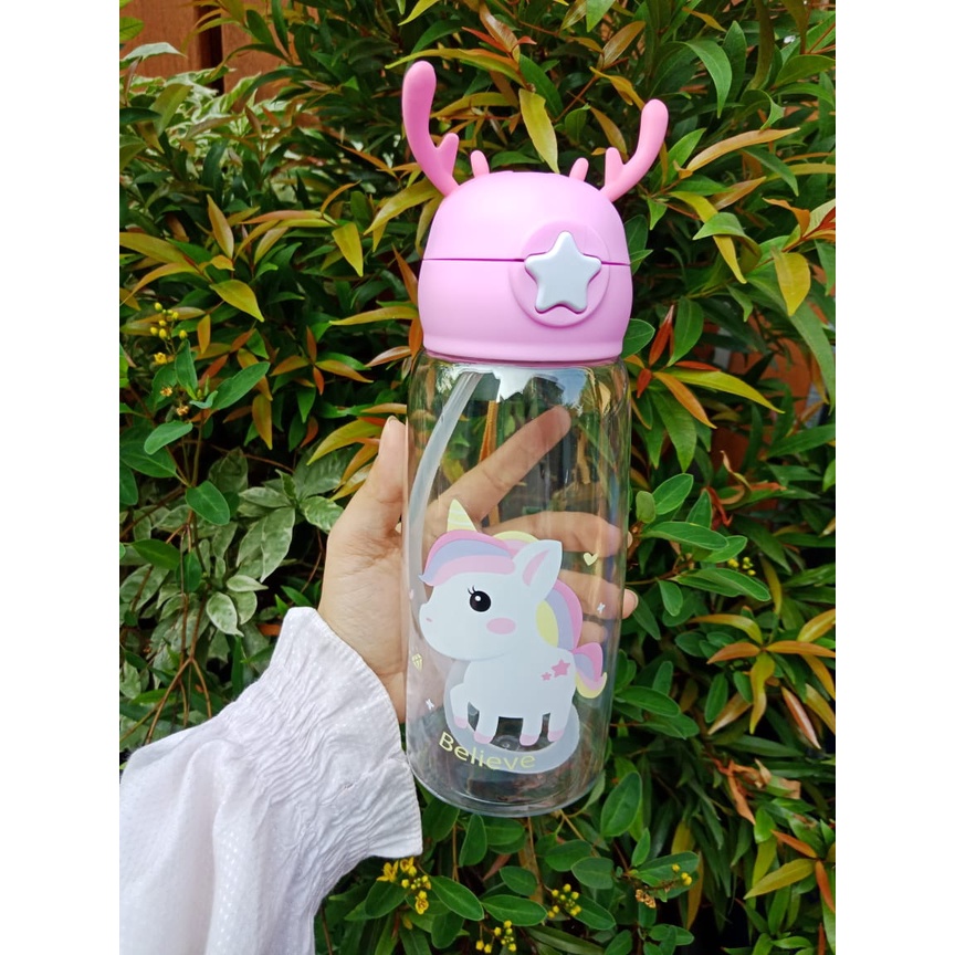 Botol Minum Anak 700ML Motif  Tanduk Rusa/Botol minum karakter/Botol minum anak lucu (BISA COD)