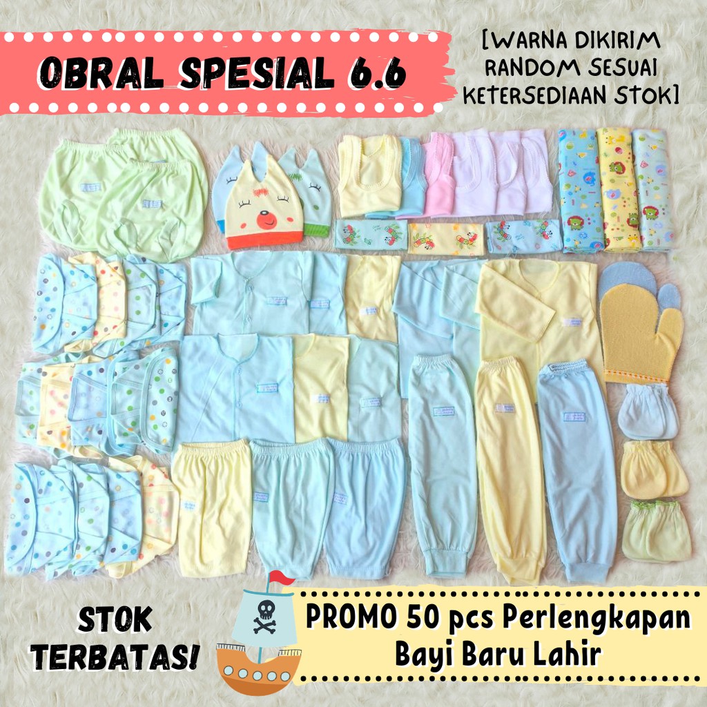 PROMO 50pcs Perlengkapan  Bayi  Baru Lahir New Born Baju 