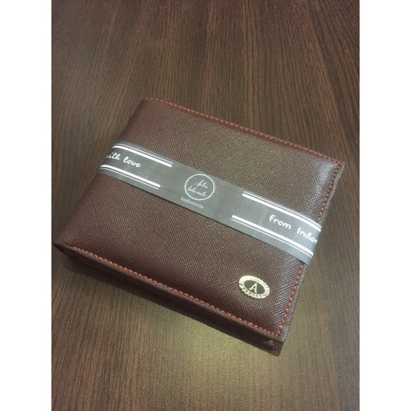 dompet pria model 3 dimensi bahan kulit sintetis lokal pipa #dompet #dompetpria #dompetlokal-Coklat