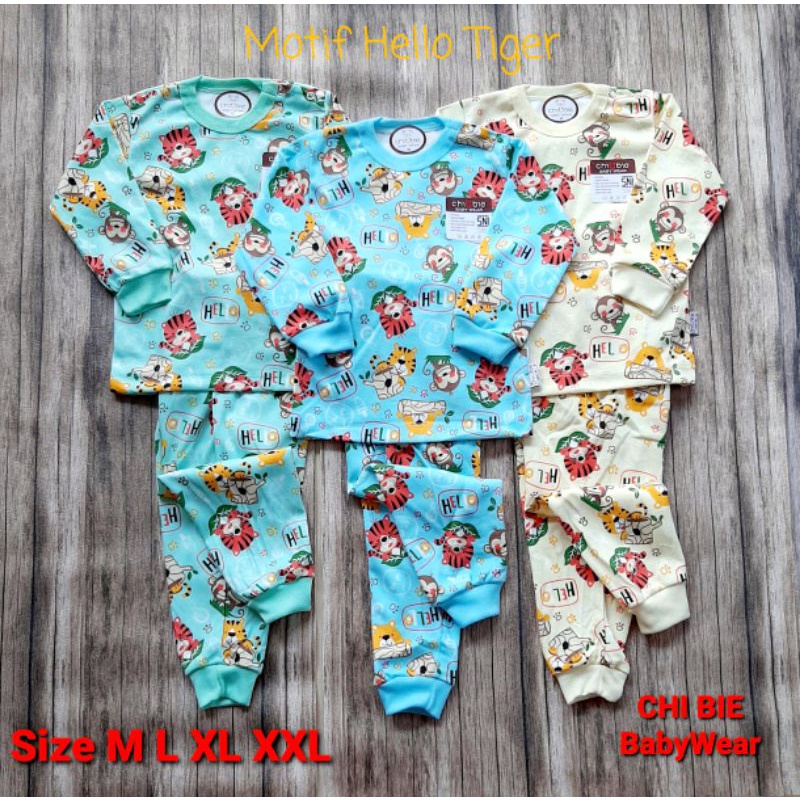 3 Pcs Setelan Chubie Lengan Pendek/ Panjang Warna Print Siize M dan L