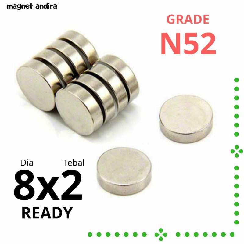 1 lusin Magnet neodymium koin 8mm