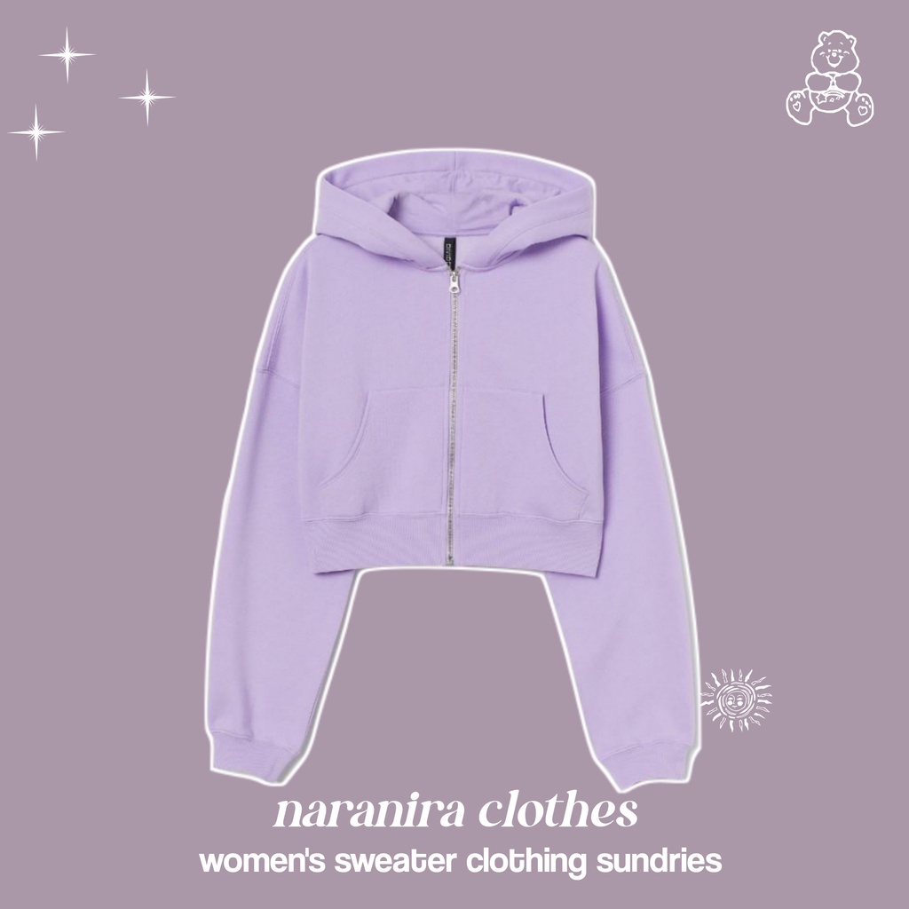 Pakaian Wanita Sweater - Model Hoodie Sonya Basic Jaket Zipper Polos Milano Lilac