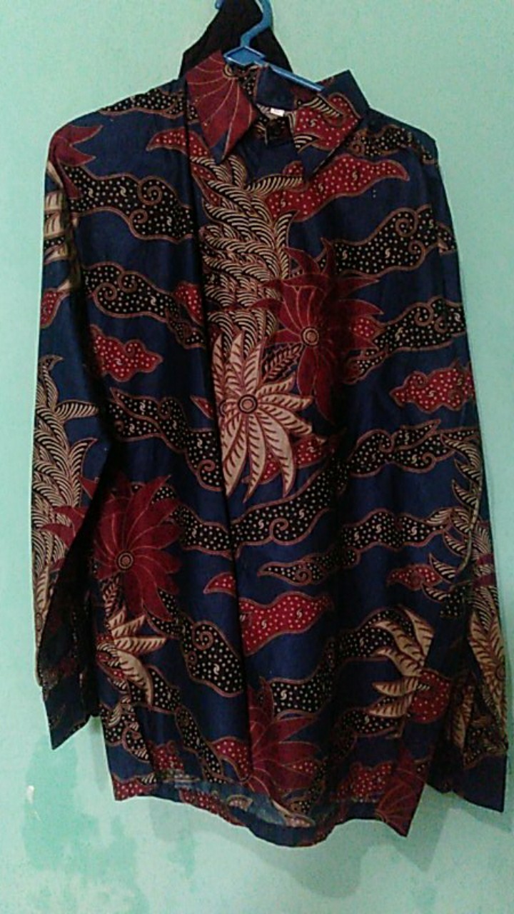 Kemeja Batik Pria M L Xl Xxl Bswart Kenongo Padi Biru Merah Sogan