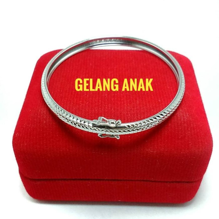 GELANG TANGAN BULAT ANAK PERAK SILVER 925 LAPIS EMAS PUTIH