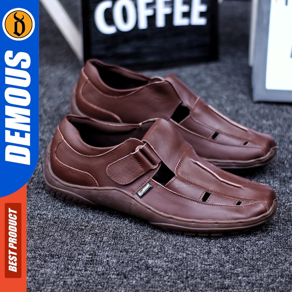 DEMOUS Drakke - Sepatu Slip On Pria Casual Kulit Asli