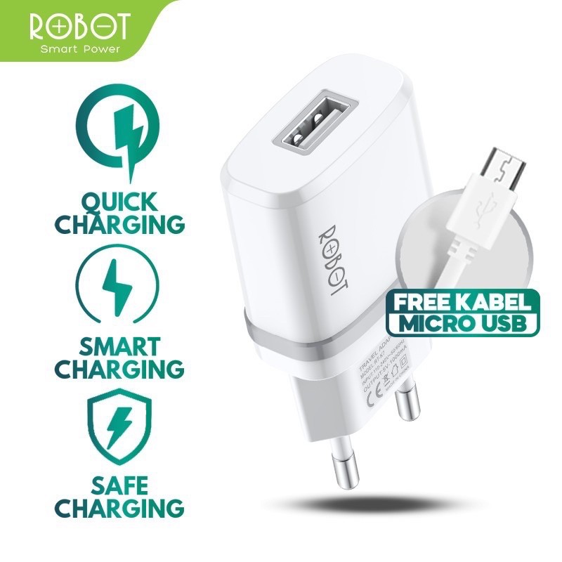 ROBOT RT-K7 Quick Charge Output 5V 1A Fireproof Single Port Charger Small and Portable