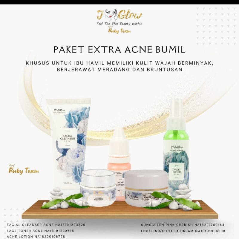 Jglow Skincare Paket Extra Acne Bumil Whitening Skin Cream Glowing